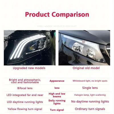 Headlight Assembly For Mercedes Benz VITO V Class 2016-2020 Retrofit Maybach DRL LED Light Yellow Flow Turn V260