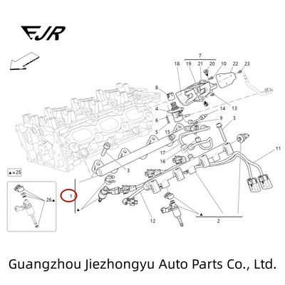 327905 Rh Fuel Pipe With Injectors For Ghibli Levante Quattroporte